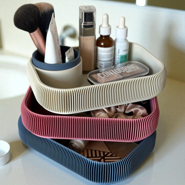 Custom Modular 3D Printed Makeup Organizer | Stackable Vanity & Desk Storage - SMK Studio-modular makeup organizer