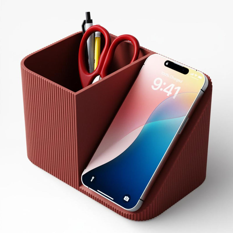MagSafe Desk Stand | Ribbed Pen Holder | Modern Office Organizer | Charging Station | 3D Printed - SMK Studio - 
