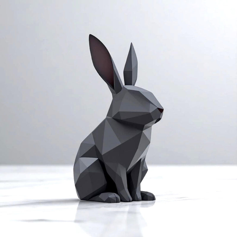 Minimalist Low Poly Rabbit Sculpture | Geometric Bunny Statue | Modern Easter Decor | Animal Art - SMK Studio - 