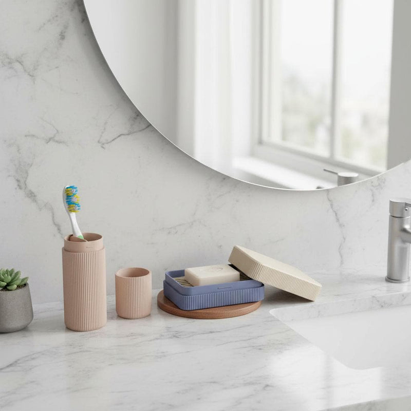 Travel Hygiene Bundle | Soap Case & Toothbrush Holder | Locking Travel Set | Ribbed Bathroom Storage - SMK Studio - 