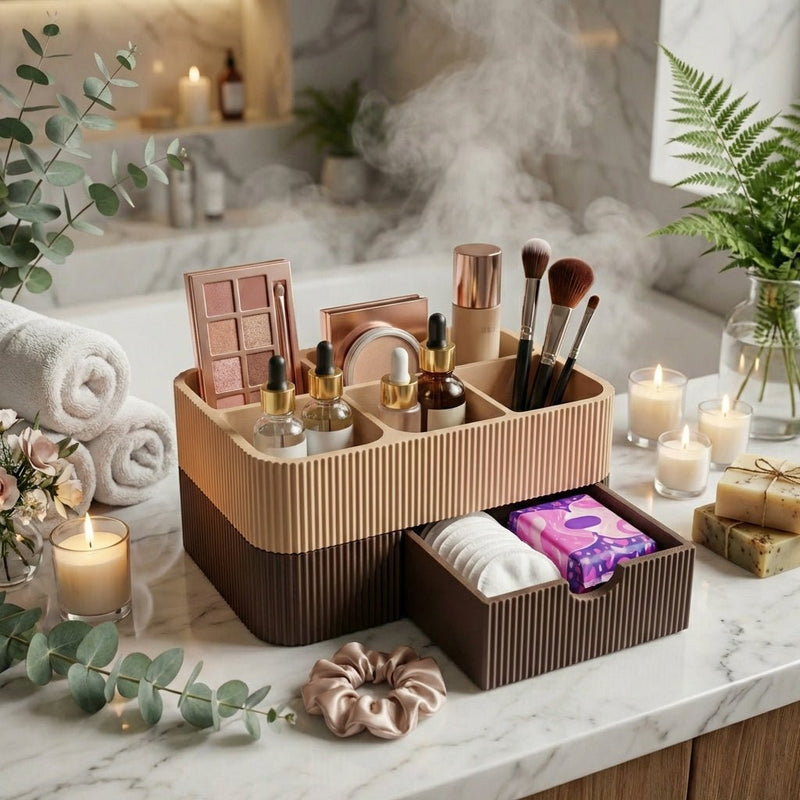 Vanity Organizer | Unisex Grooming Storage | Beard Care | Makeup Holder | Drawer Box - SMK Studio - 